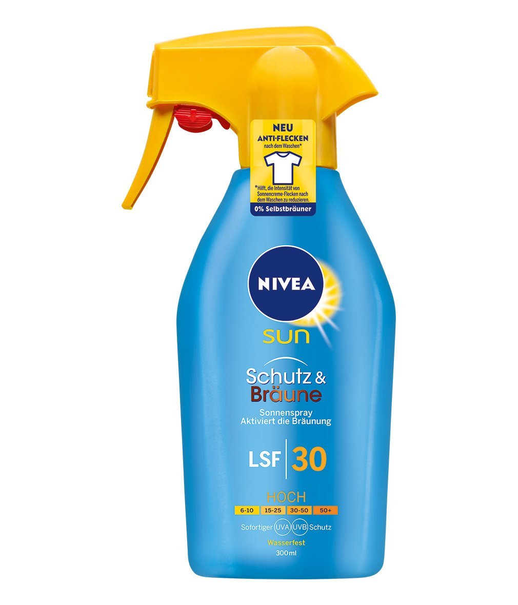 NIVEA SUN Sonnenspray, Lichtschutzfaktor 30, Trigger-Sprühflasche, Schutz und Bräune, 300 ml