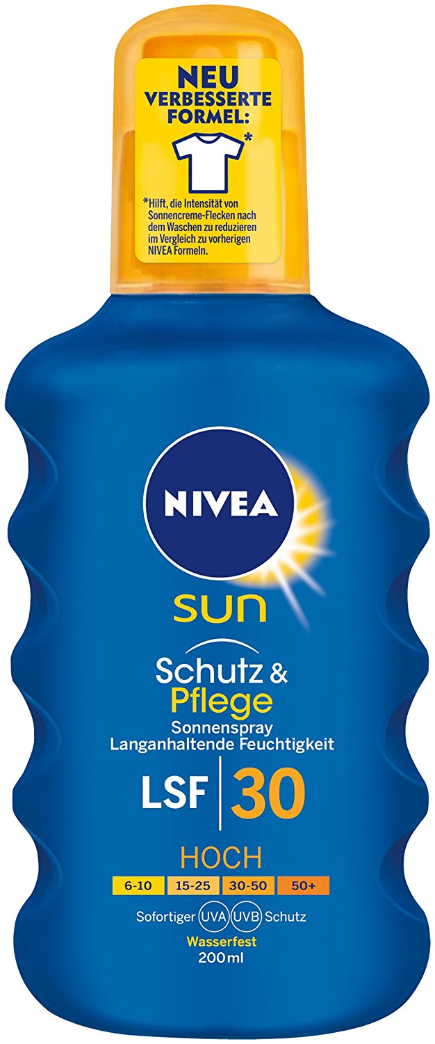 NIVEA SUN Sonnenspray mit verbesserter Formel, Lichtschutzfaktor 30, 200 ml Sprühflasche, Schutz & Pflege