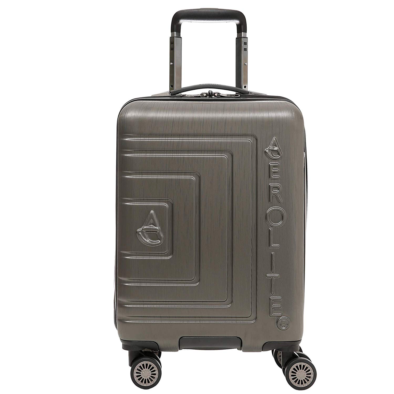 Aerolite Leichtgewicht ABS Hartschale 8 Rollen Handgepäck Trolley Koffer Bordgepäck Kabinentrolley Reisekoffer Gepäck, Genehmigt für Ryanair, easyJet, Lufthansa, und viele mehr, anthrazit