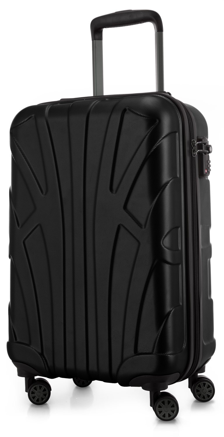 Suitline Handgepäck Hartschalen-Koffer Koffer Trolley Rollkoffer Reisekoffer, TSA, 55 cm, ca. 33 Liter, 100% ABS Matt, Schwarz