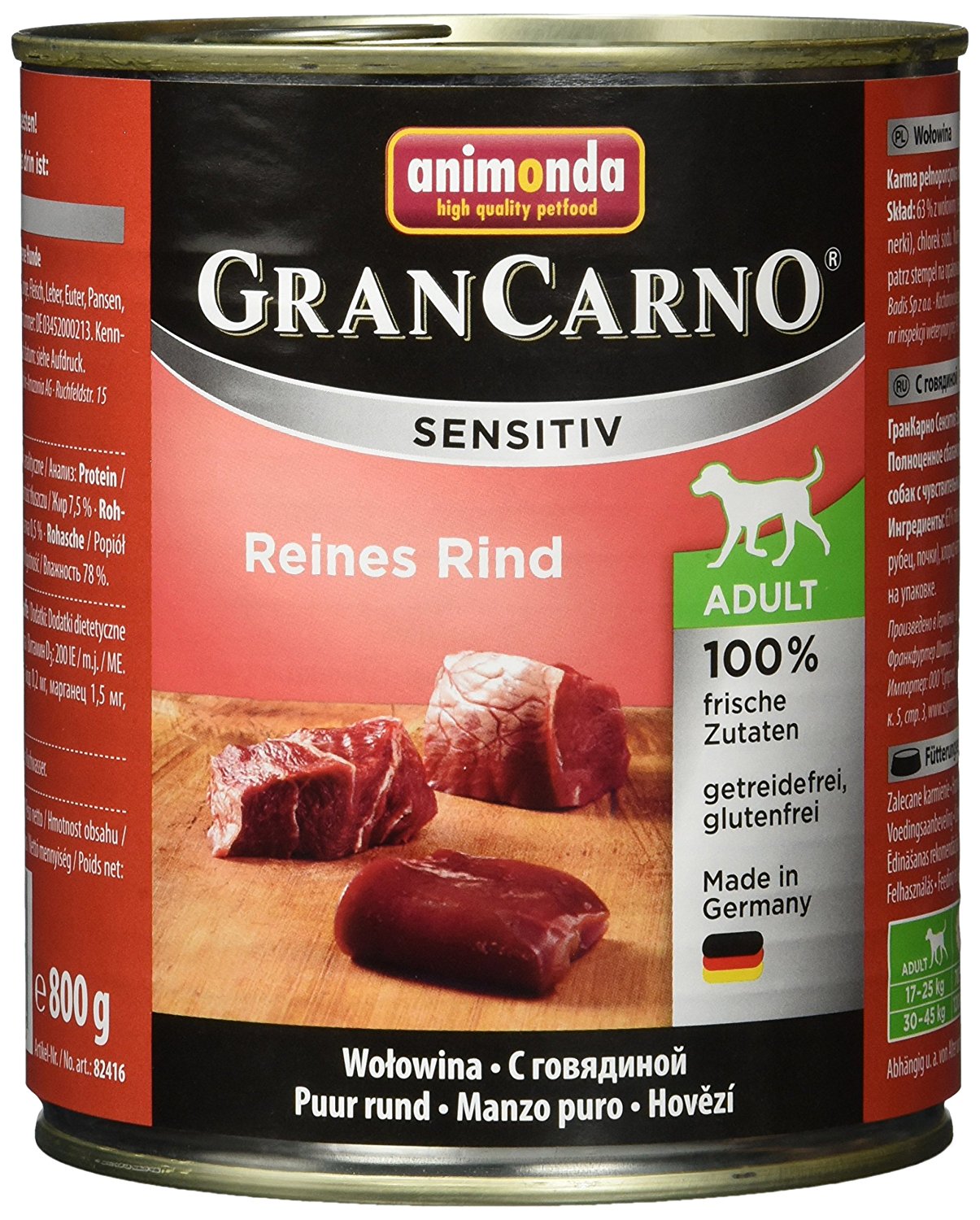 Animonda Gran Carno Hundefutter Sensitive Adult Reines Rind, 6er Pack
