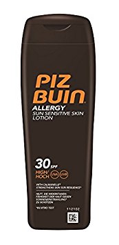 PIZ BUIN Allergy Sensitive Skin Sun Lotion LSF 30 / Feuchtigkeitsspendende Sonnencreme für Allergiker - gegen Hautirritationen / Wasserfeste Sonnenlotion für sonnenempfindliche Haut / 200ml
