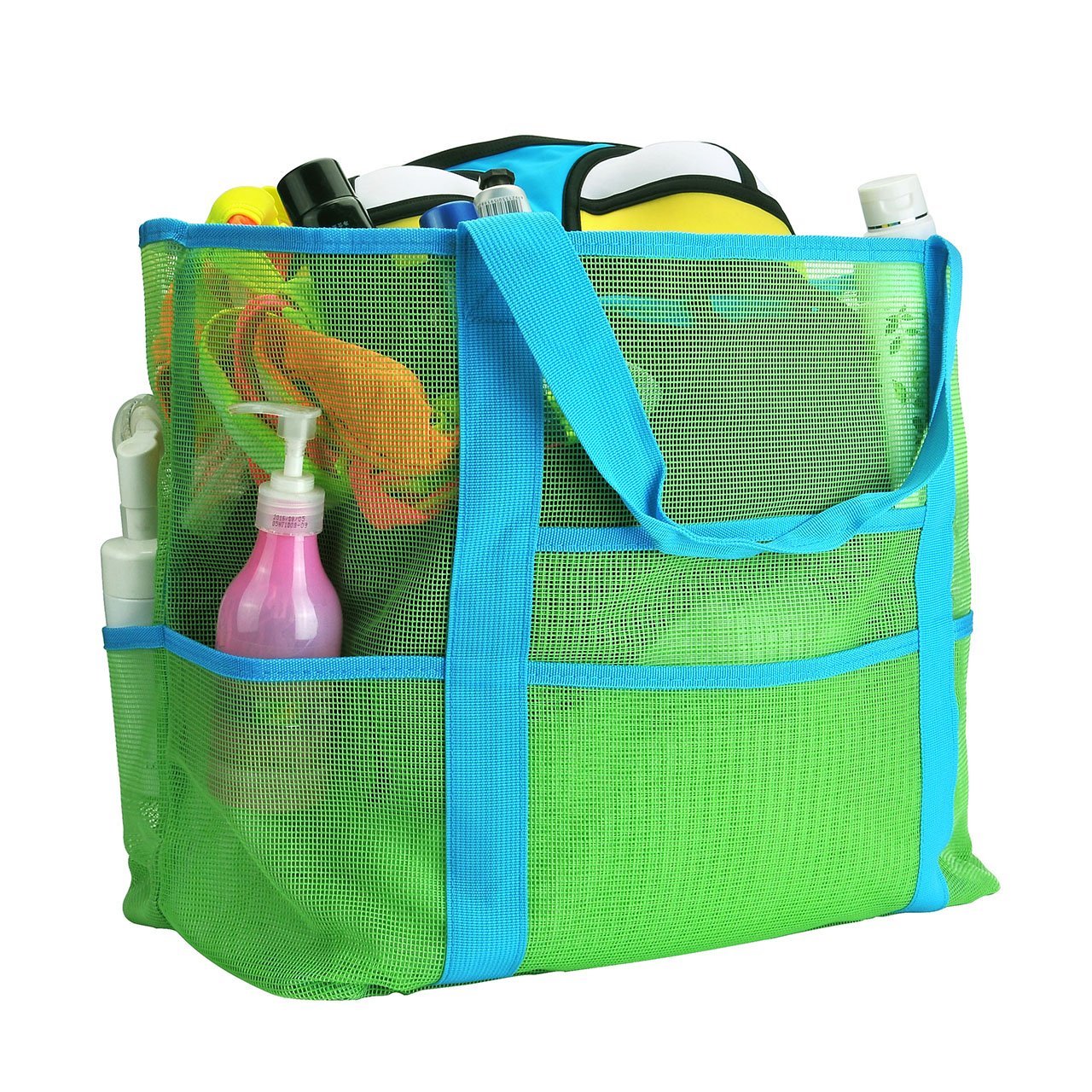Strand Aufbewahrungstasche Netztasche Strandtasche für Kinder Sandspielzeug Bunt 