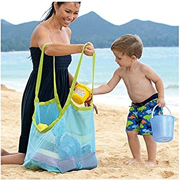Togather Strand Aufbewahrung Tasche Netz Sandspiel Netztasche für Sandspielzeug, Extra Große Familie Mesh Beach Bag Tote
