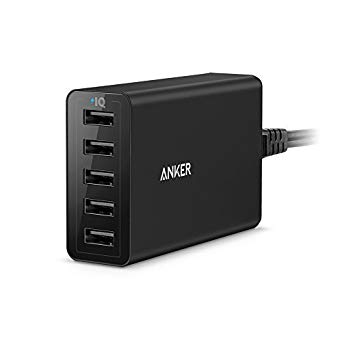 Anker PowerPort 40W 5-Port USB Ladegerät Multi-Port USB Ladegerät für iPhone 6/6 Plus, iPad Air 2/Mini 3, Galaxy S6/S6 Edge und Weitere (Schwarz)