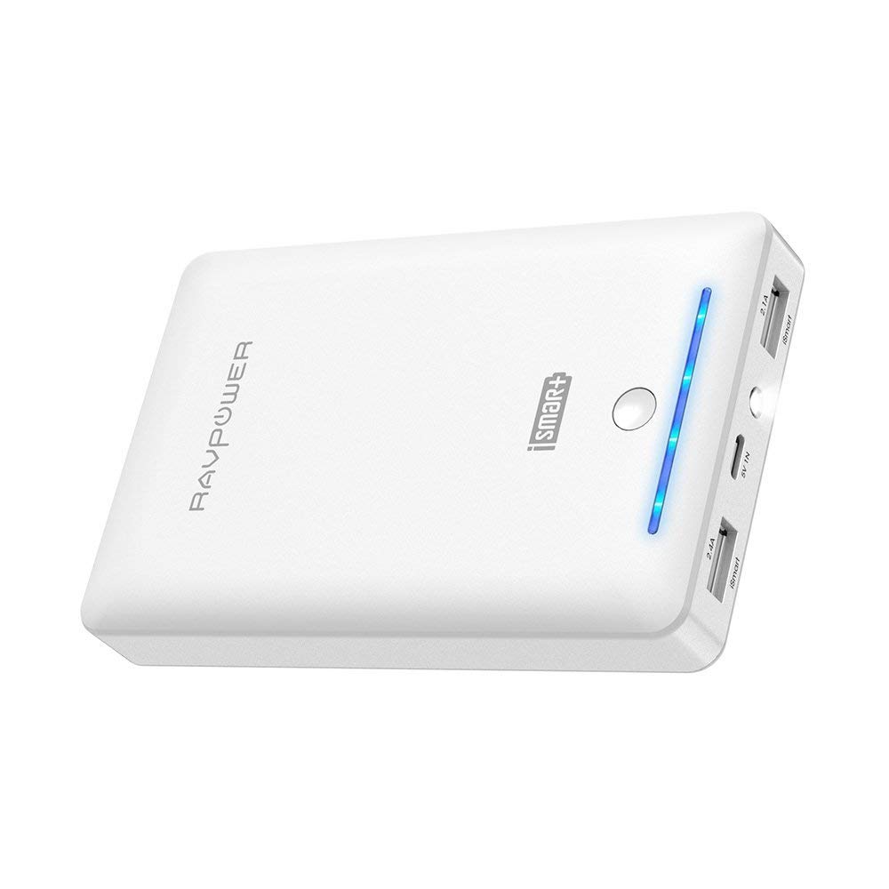 RAVPower 16750mAh Powerbank iSmart Externer Akku 4,5A Ausgang USB Ladegerät Kompatibel mit iPhone 8, iPhone XS Max/XR/X, Galaxy 8, Note 8, iPad und weitere Smartphones und Tablet, Weiß