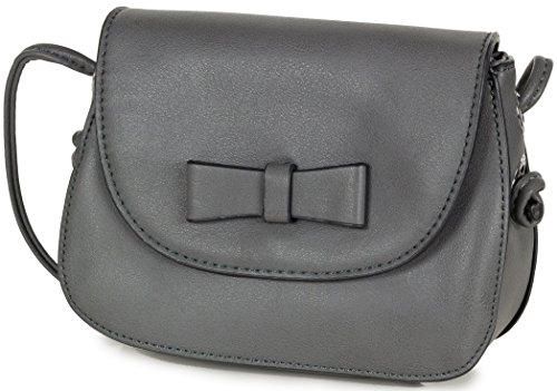 L&S Mini Handtasche zum umhängen Abendtasche graue Umhängetasche Kunstleder Tasche für Damen in Grau