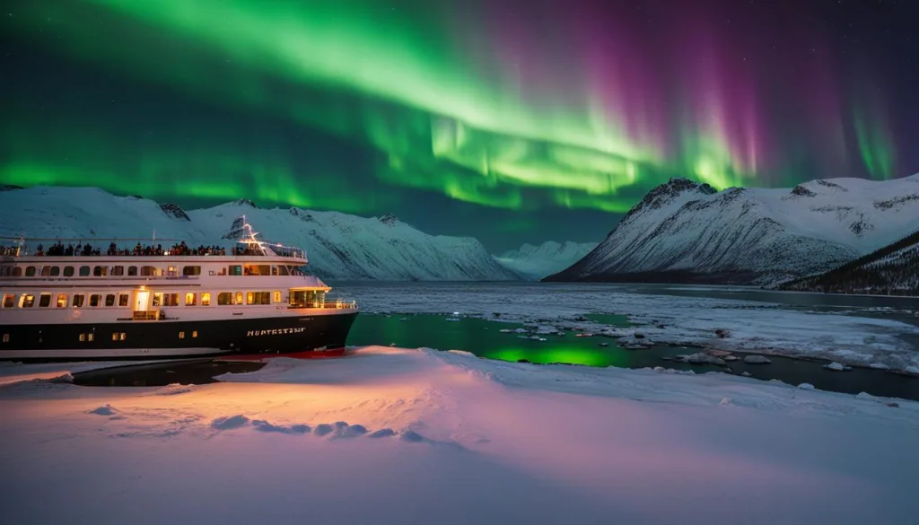Nordlichter beobachten auf einer Hurtigruten Reise im Winter