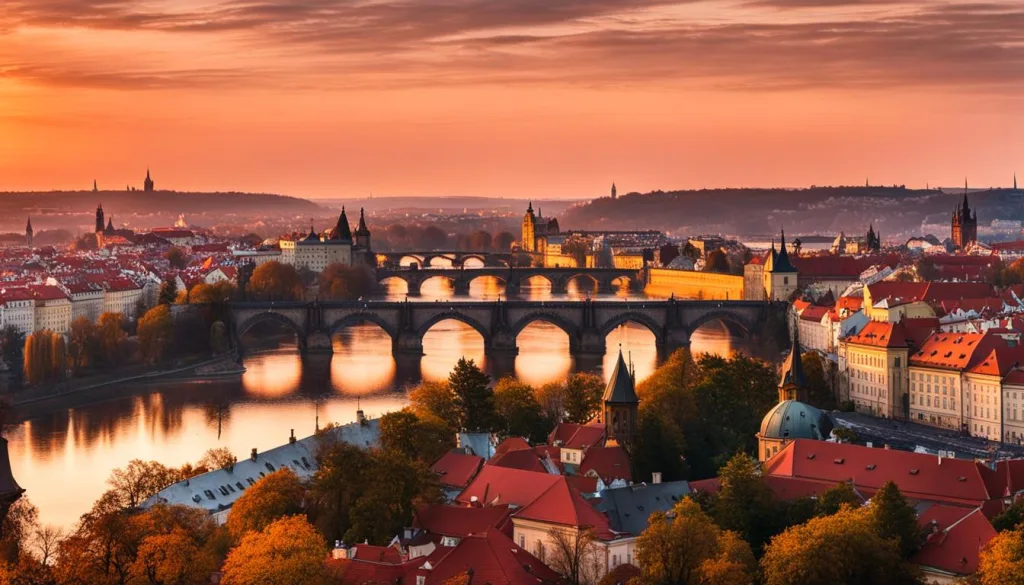 Panoramablick auf Prag von Vyšehrad