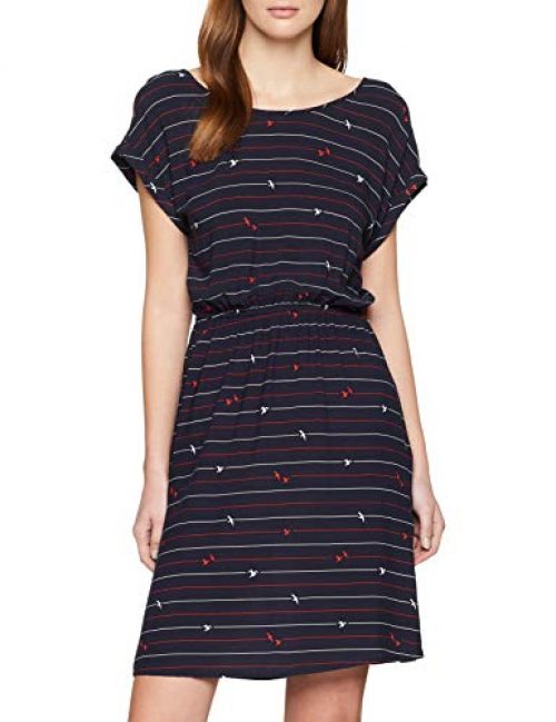 TOM TAILOR Denim Damen 1008140 Kleid, Mehrfarbig (Stripe and Seagull P 15559), Medium (Herstellergröße: M)